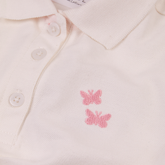 Girls Butterfly Polo Shirt Cream