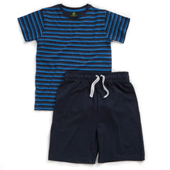 MINI ME Mens and Boys Blue Stripe Matching Lounge Sets