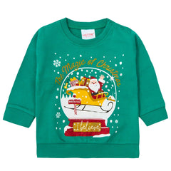 Baby Girls Boys Christmas Printed Jumper Green Minikidz