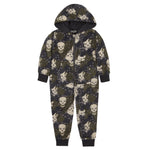 Boys Skull Camo Nightwear Fleece Hood Jumpsuit