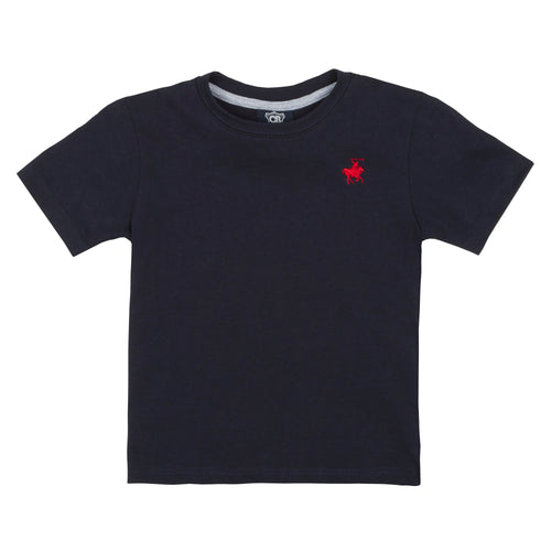 Boys Short Sleeved Embroidered Essential T-Shirt Navy