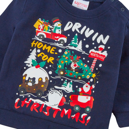 Baby Girls Boys Driving Home for Christmas Novelty Jumper