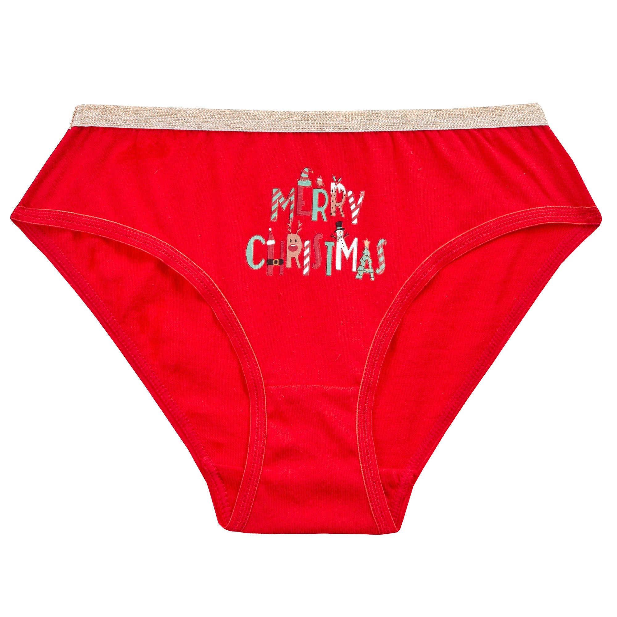 Womens underwear size uk12 Christmas briefs scarlet red & white satin  knickers