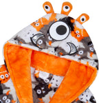 Boys Plush Fleece Monster Hooded Dressing Gown Orange