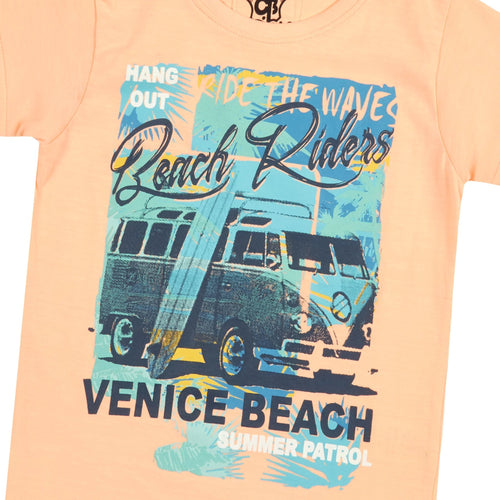 Boys Coral Camper Printed T-Shirt