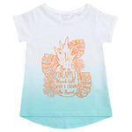 Girls Summer T-Shirt Novelty Printed Top Teal