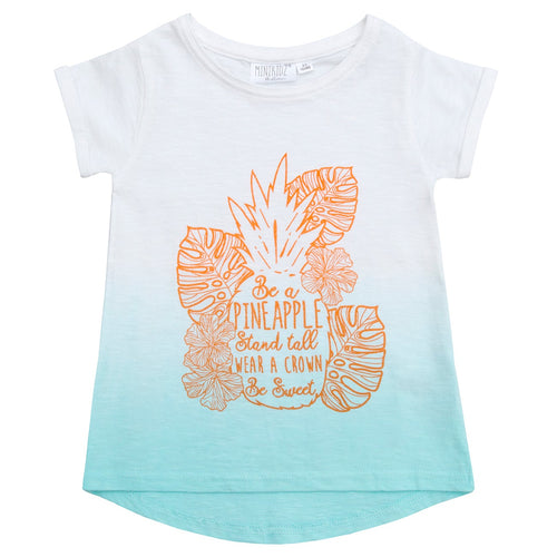 Girls Summer T-Shirt Novelty Printed Top Teal