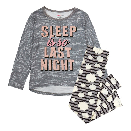 Long Sleeved Slogan Pyjamas Grey