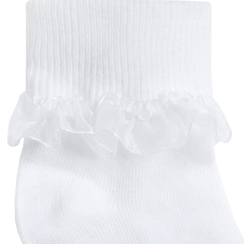 Lace Frill Ankle 3 Pairs Socks White