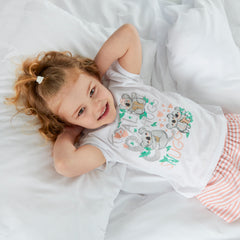 Girls Koala Printed Top and Striped Shorts Pyjama Set