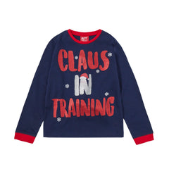 Boys Claus in Training Christmas Pyjama Set Navy