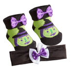 Baby Girls Halloween Socks and Headband Set Witch