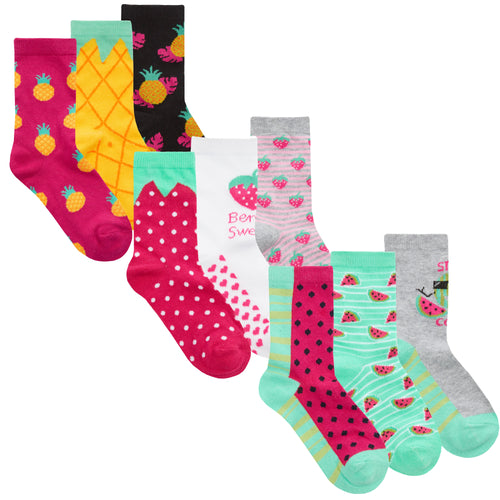 Fruit Themed Crew Socks 9 Pairs