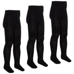 Girls Black Tights Plain Warm Cotton Rich 3 Pairs