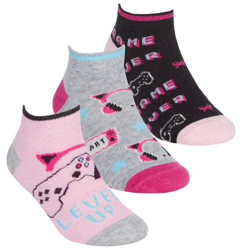 Girls Game Dance Trainer Liner Low Cut Ankle Socks 3 Pairs