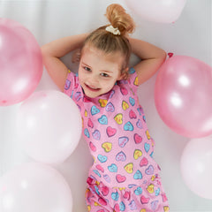 Girls Love Hearts Pink Pyjama Set