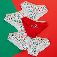 Girls 5-Pack Christmas Cotton Briefs