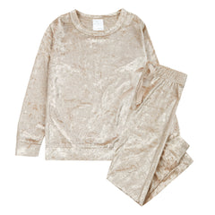 MINI ME Womens and Girls Gold Crushed Velvet Matching Pyjama Sets