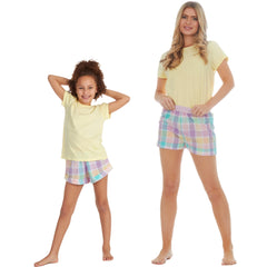 MINI ME Womens and Girls Pastel Yellow Matching Lounge Sets