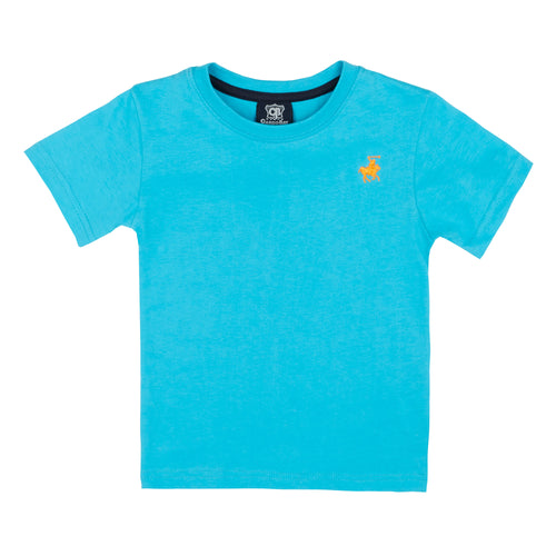 Boys Short Sleeved Embroidered Essential T-Shirt Turquoise