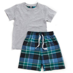 Boys T-Shirt and Woven Shorts Pyjama Set Grey