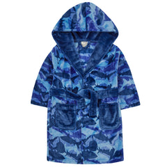 Baby Boys Blue Shark Camo Robe