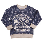 Boys Printed Surf Sweatshirt Jumper Top Pullover Navy