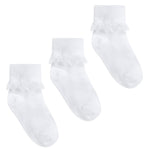 Lace Frill Ankle 3 Pairs Socks White