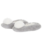 Kids Girls Pom Pom Grey Ballerina Slippers 