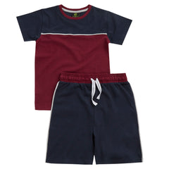 MINI ME Mens and Boys Navy Cut & Sew & Pipping Matching Pyjamas Sets