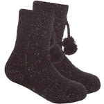 Girls Knitted Grippers Lounge Socks Black