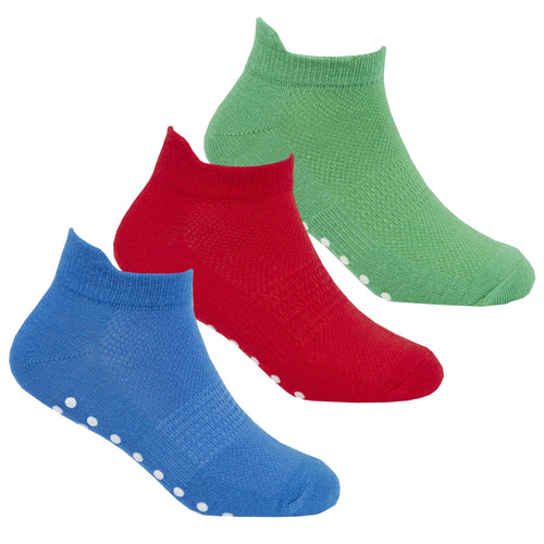 Boys Multi Non Slip Grip Socks 3 Pairs