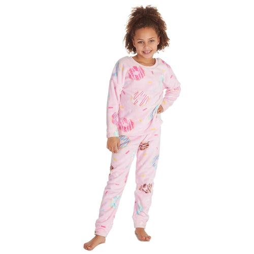 Girls Donut Fleece Long Pyjama Set