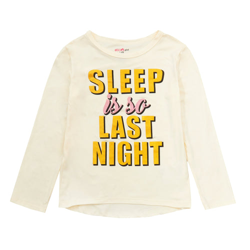 Long Sleeved Slogan Pyjamas Cream