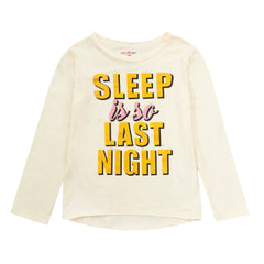 Long Sleeved Slogan Pyjamas Cream