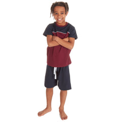 Boys Cut & Sew Burgundy Pyjama Set