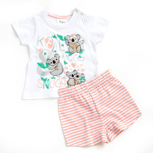 Koala Striped Baby Girls Pyjama Set