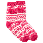 Womens Fair Isle Pattern Socks with Pom Pom Pink