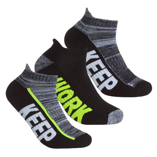 Boys Black Trainer Liner Sports Socks 3 Pairs Yellow