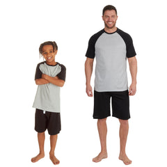 MINI ME Mens and Boys Grey Raglan Matching Lounge Sets