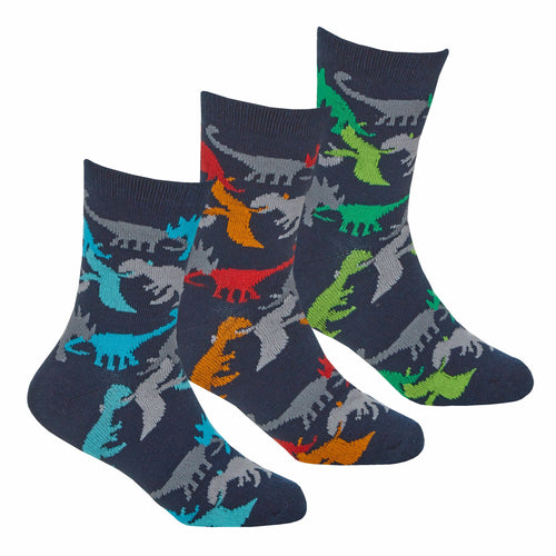 Boys Dino Camo Socks 3 Pairs