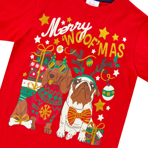 Boys Merry 'Woof'mas Novelty Christmas T-Shirt