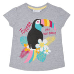 Girls Short Sleeves Printed T-Shirt Grey