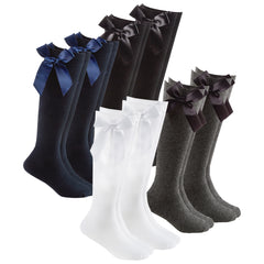 Girls Knee High Socks with Bow 2 Pairs