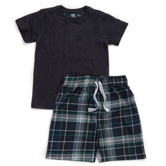 Boys T-Shirt and Woven Shorts Pyjama Set Navy