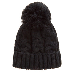 Boys Black Knitted Winter Hat with Pom Pom